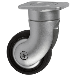 4" Caster with Mounting Plate, Metallic Silver