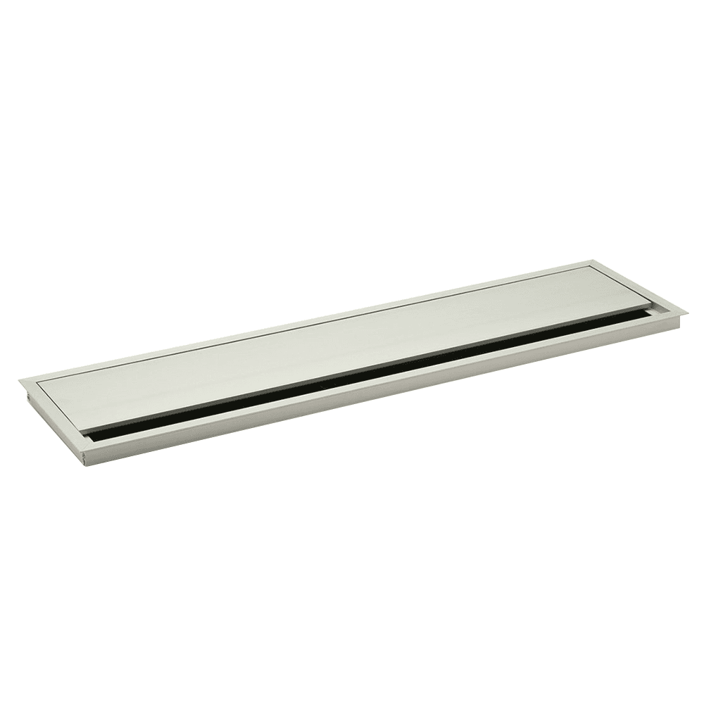 17-23/32" Rectangular Desk Grommet, Satin Aluminum