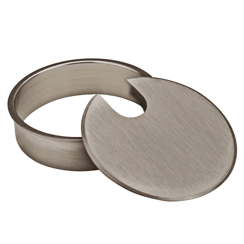 2-1/2" Desk Grommet Cap and Liner Set for 2-3/8" Hole, Satin Nickel