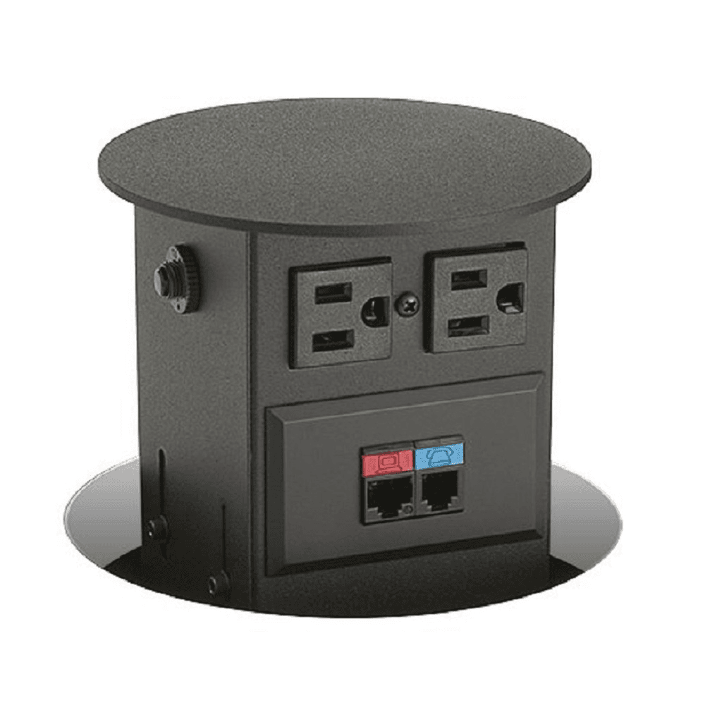 5-1/4" Spring Loaded Power Grommet with Round Cap, Matte Black