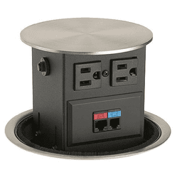 5-1/4" Spring Loaded Power Grommet with Round Cap, Satin Stainless Steel