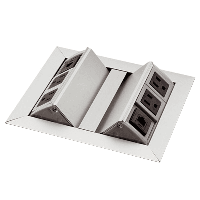 6-13/16" Medium Dual Pop-Up Power Grommet with 4 Power 2 Data Outlets, Satin Aluminum