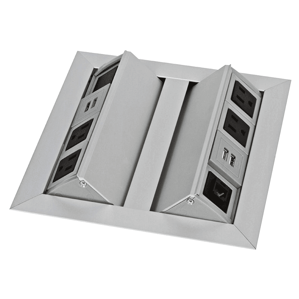 8-5/16" Large Dual Pop-Up Power Grommet, Satin Aluminum