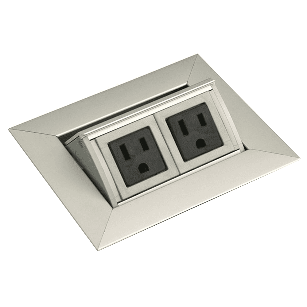 5-5/16" Small Pop-Up Power Grommet with 2 Electrical Outlets, Satin Aluminum