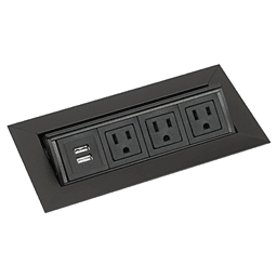 8-5/16" Medium Pop-Up Power Grommet with 3 Power and 2 USB Outlets, Black