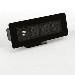 8" Edge Mount Power Dock with 3 Power and 2 USB Outlets, Black