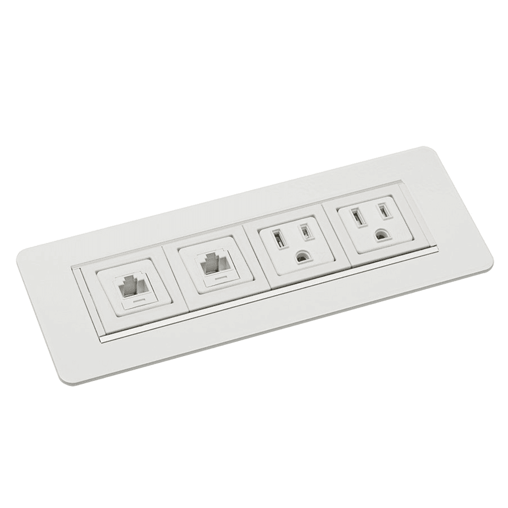 8" Rectangular Power Grommet, White