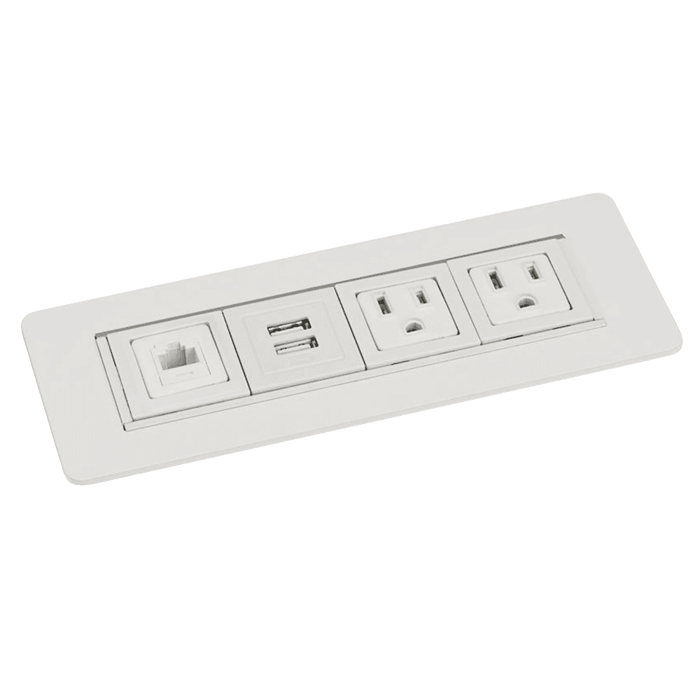 8" Rectangular Power/Data/USB Grommet, White