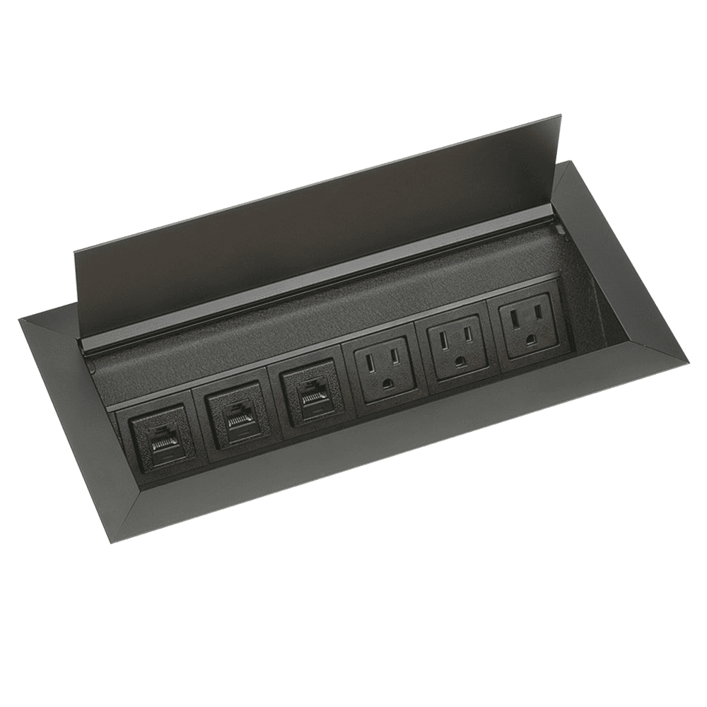 11-5/16" Recessed Power/Data Grommet, Black Anodized