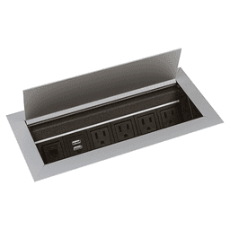 11-5/16" Recessed Power Grommet with 4 Power and 1 Data/Dual USB Outlets, Satin Aluminum