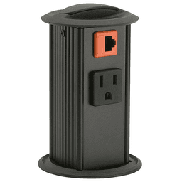 3" Power Grommet Pylon with 1 Power and 1 Data Outlets, Matte Black