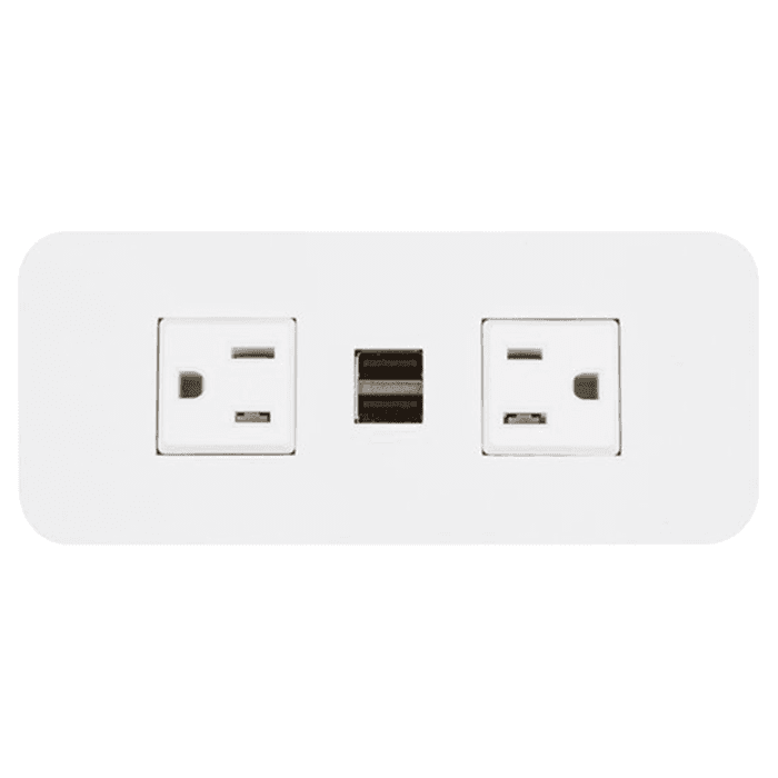 5-3/4" Flush Power Grommet with 2 Electric/Dual USB Outlets, White