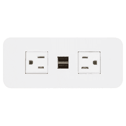 5-3/4" Flush Power Grommet with 2 Electric/Dual USB Outlets, White