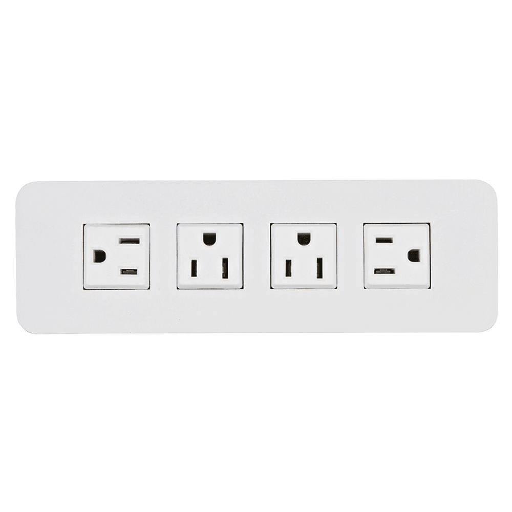 7-3/4" Flush Power Grommet with 4 Electric Outlets, White