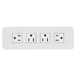 7-3/4" Flush Power Grommet with 4 Electric Outlets, White