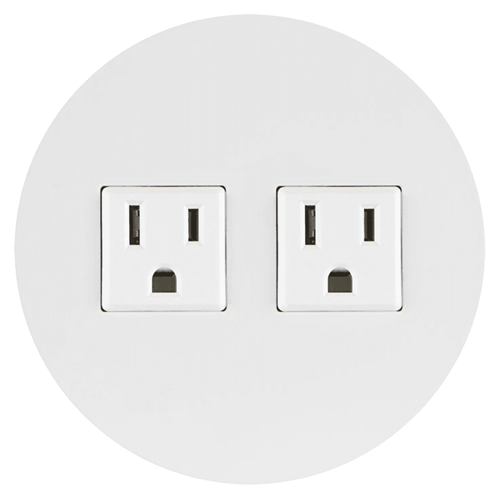 4" Mini Round Flush Power Grommet with 2 Electric Outlets, White