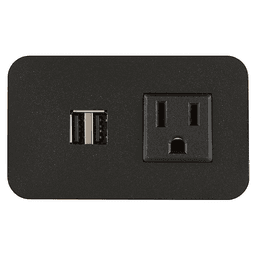 3-3/4" Mini Flush Power Grommet with 1 Electric and 2 USB Outlets, Black