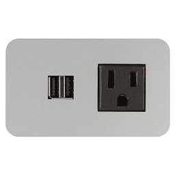 3-3/4" Mini Flush Power Grommet with 1 Electric and 2 USB Outlets, Satin Aluminum