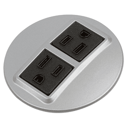 3-3/8" Round Recessed Power Grommet with 2 Power Outlets, Satin Nickel/Black