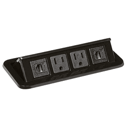 7-9/32" Flip-Up Power Grommet with 2 Power and 2 Data Outlets, Glossy Black