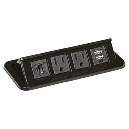 7-9/32" Flip-Up Power Grommet with 2 Power and Dual USB/1 Data Outlets, Glossy Black