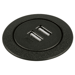 2" Round Charging Grommet with Dual USB Outlets, Black