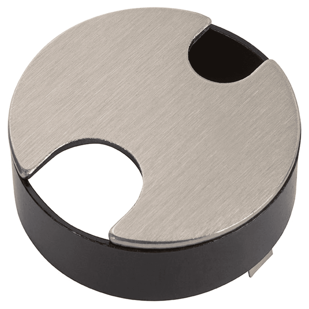 2-1/2" 2-Slot Flush Mount Desktop Grommet for 2-1/2" Hole, Satin Nickel