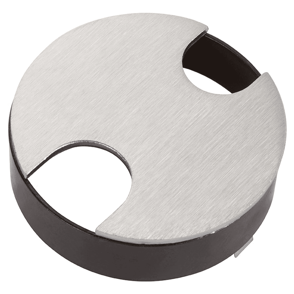 2-Slot Flush Mount Desktop Grommet for 3" Hole, Satin Chrome