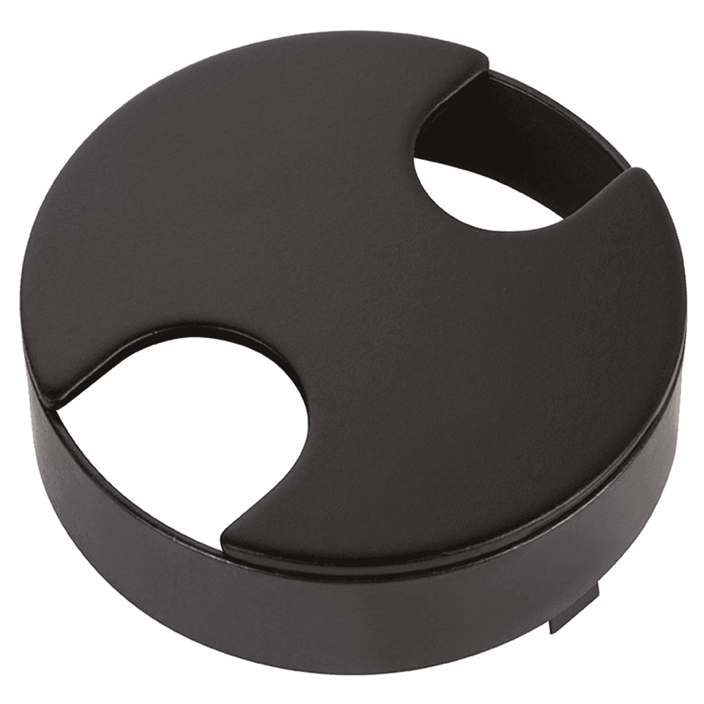 2-Slot Flush Mount Desktop Grommet for 3" Hole, Matte Black