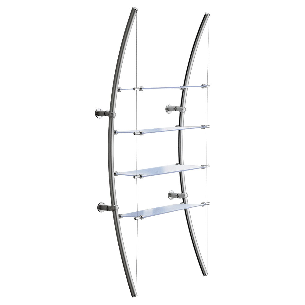 61-7/16" Bow Shelf System, Satin Aluminum Finish