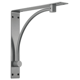 18-1/4" Steel Curved Rod Work Desk Support Bracket, Metallic Silver Finish