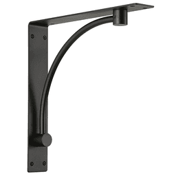 18-1/4" Steel Curved Rod Work Desk Support Bracket, Matte Black Finish