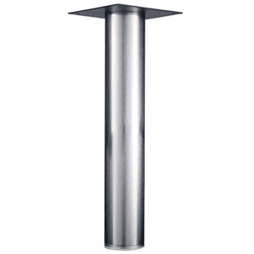 6" Diameter x 27" High Table Leg with Plate Leveler, Satin Chrome