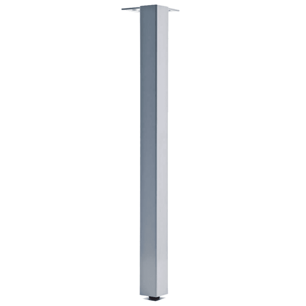 2" Wide x 27" High Square Table Leg with Regular Leveler, Metallic Silver