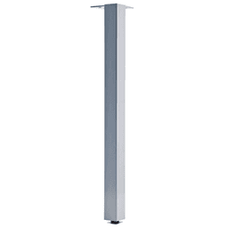 2" Wide x 27" High Square Table Leg with Regular Leveler, Metallic Silver