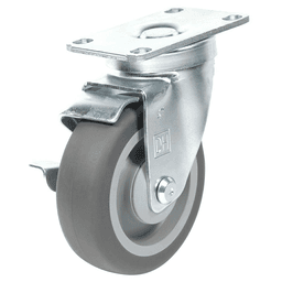 5" Light-Medium Duty Non-Marking Gray TPR Swivel Caster with Brake