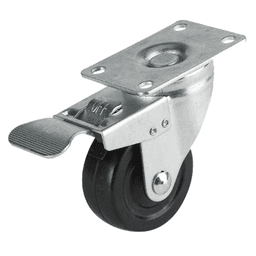 4" Medium Duty Hard Rubber Swivel Caster With Total Lock Brake