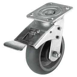 5" C-MML Heavy Duty Thermoplastic Rubber Swivel Caster with Total Lock Brake