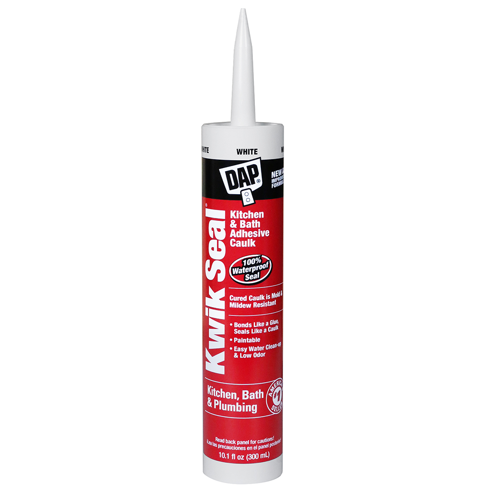 Kwik Seal Kitchen & Bath Adhesive Caulk, 10.1 fl oz Cartridge, White