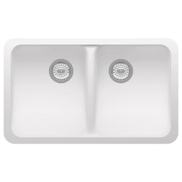 Acrylic Undermount Double Equal Bowl Kitchen Sink, 30-7/8" x 18-7/8" x 9-13/16", Arctic White