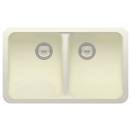 Acrylic Undermount Double Equal Bowl Kitchen Sink, 30-7/8" x 18-7/8" x 9-13/16", Natural White