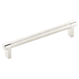 6" Select Rectangular Stem Knurled Cabinet Pull, Polished Nickel/Satin Copper