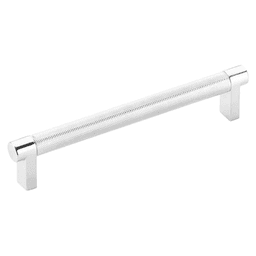 6" Select Rectangular Stem Knurled Cabinet Pull, Polished Chrome/Satin Copper