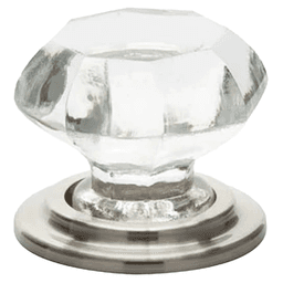 1-3/4" Old Town Glass Wardrobe Cabinet Knob, Satin Nickel