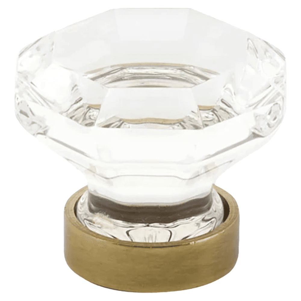 1-3/4" Old Town Glass Wardrobe Cabinet Knob, Polished Brass