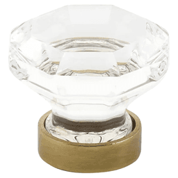 1-3/4" Old Town Glass Wardrobe Cabinet Knob, Satin Brass