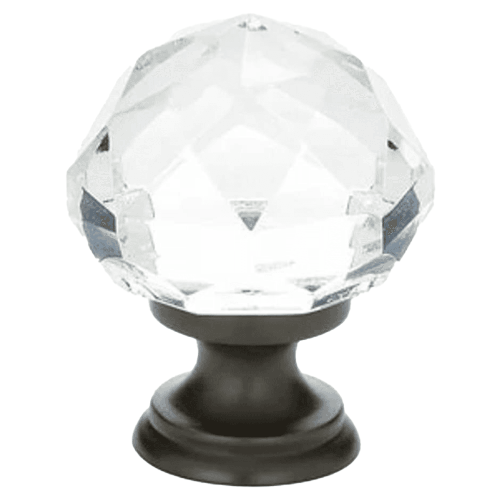 1-3/4" Diamond Glass Wardrobe Cabinet Knob, Oil Rubbed Bronze