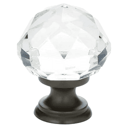 1-3/4" Diamond Glass Wardrobe Cabinet Knob, Oil Rubbed Bronze