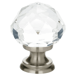 1-3/4" Diamond Glass Wardrobe Cabinet Knob, Satin Nickel