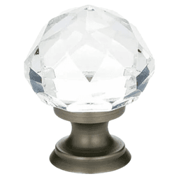 1-3/4" Diamond Glass Wardrobe Cabinet Knob, Pewter